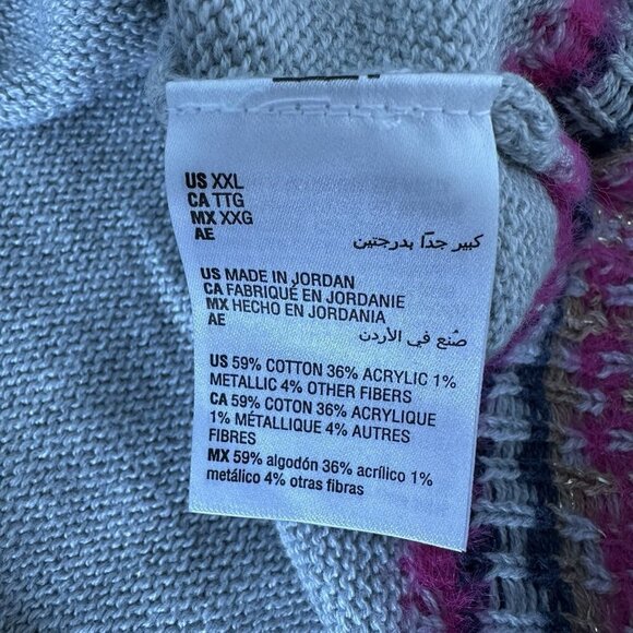 NWT Style & Co Fair Isle Sweater Womens Size 2XL Gray Pink Metallic Classic - Picture 9 of 9